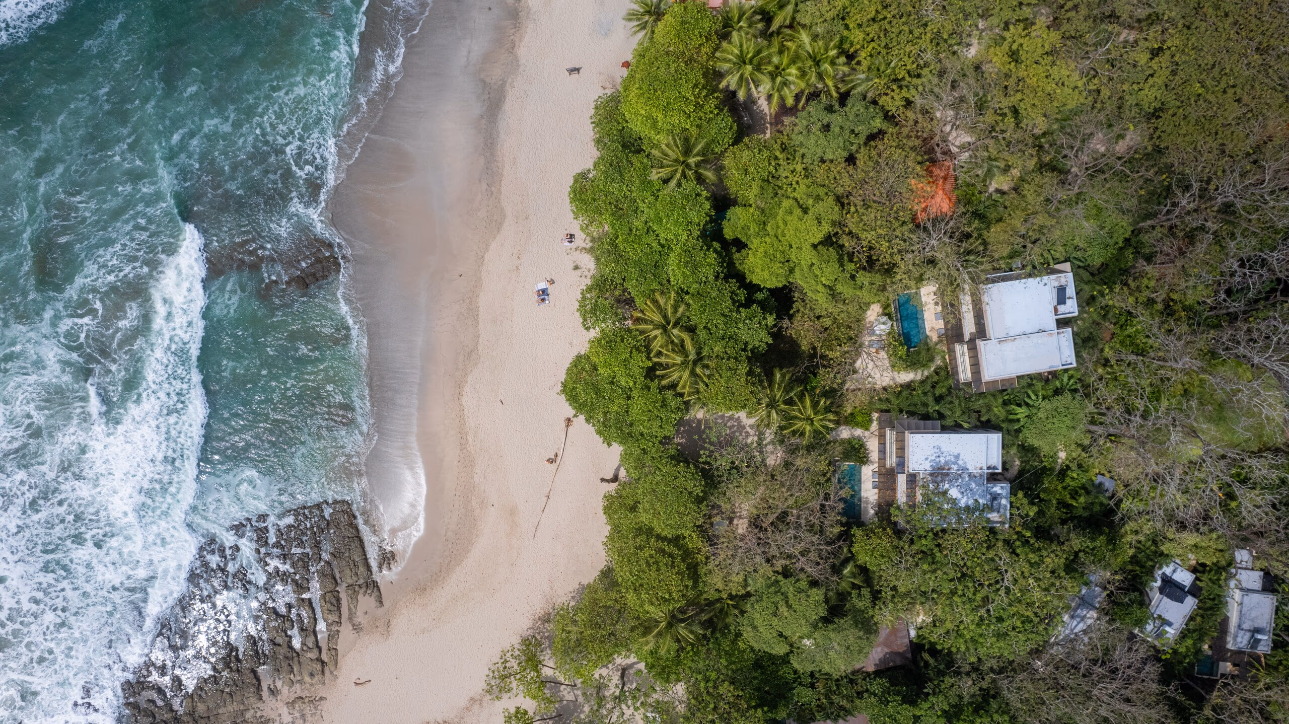 Hotel Nantipa beachfront boutique hotel — aerial view, Santa Teresa, Costa Rica